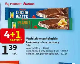 Auchan Wafelki w czekoladzie kakaowe lub orzechowe oferta