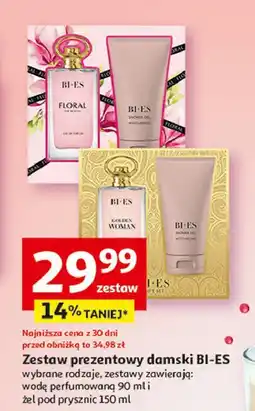 Auchan Zestaw w pudełku golden woman: woda toaletowa 90 ml + żel pod prysznic 150 Bi-Es Zestawy oferta