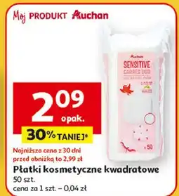 Auchan Płatki kosmetyczne sensitive kwadrat Auchan oferta