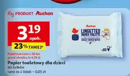 Auchan Papiero toaletowy nawilżany dla dzieci Auchan oferta