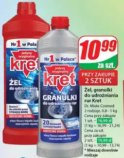 Dino Zel, granulki do udrożniania rur Kret oferta