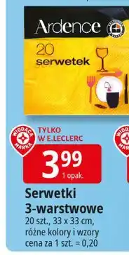 E.Leclerc Serwetki 3 warstwowe 33 x cm Wiodąca Marka Ardence oferta