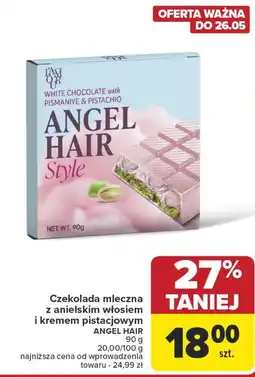Carrefour Market Czekolada mleczna z anielskim włosiem i kremem pistacjowym ANGEL HAIR oferta