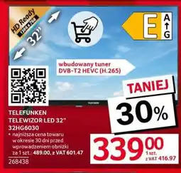 Selgros TELEFUNKEN TELEWIZOR LED 32” 32HG6030 oferta