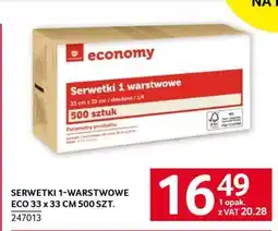 Selgros SERWETKI 1-WARSTWOWE ECO 33 x 33 CM 500 SZT oferta