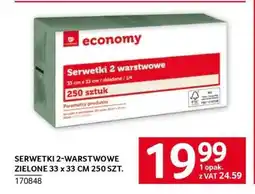 Selgros SERWETKI 2-WARSTWOWE ZIELONE 33 x 33 CM 250 SZT oferta