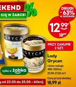 Żabka Lody Grycan różne rodzaje 480-500ml oferta
