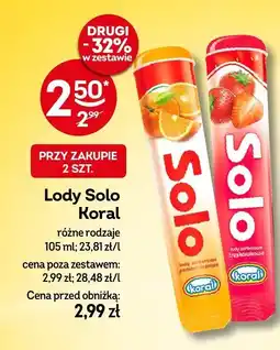 Żabka Lody Solo Koral różne rodzaje 105ml oferta