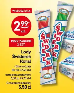 Żabka Lody Świderek Koral różne rodzaje 80ml oferta