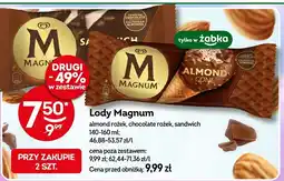 Żabka Lody Magnum almond rożek, chocolate rożek, sandwich 140-160ml oferta