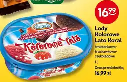 Żabka Lody Kolorowe Lato Koral śmietankowo-truskawkowo-czekoladowe 1l oferta