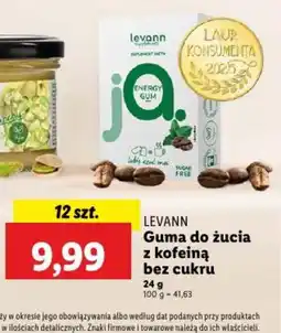 Lidl Guma do żucia z kofeiną bez cukru Levann oferta