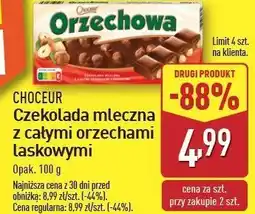 ALDI Czekolada mleczna z całymi orzechami laskowymi Choceur oferta