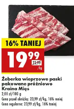 Biedronka Żeberka wieprzowe paski pakowane próżniowo Kraina Mięs oferta