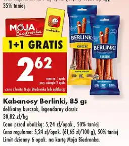 Biedronka Kabanosy Berlinki oferta