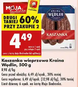 Biedronka Kaszanka wieprzowa Kraina Wędlin oferta