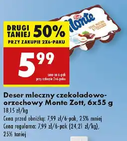 Biedronka Deser mleczny czekoladowo- orzechowy Monte Zott oferta
