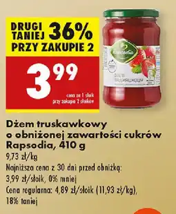 Biedronka Dżem truskawkowy o obniżonej zawartości cukrów Rapsodia oferta