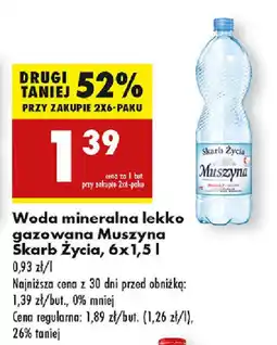 Biedronka Woda mineralna lekko gazowana Muszyna Skarb Życia oferta