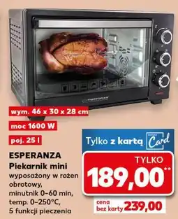 Kaufland Piekarnik z rożnem 1600w 25l Esperanza oferta
