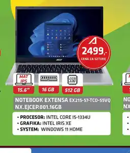 Alsen Notebook Extensa EX215-57-TCO-55VQ NX.EJCEP.001.16GB oferta