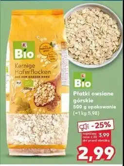 Kaufland Płatki owsiane górskie K-classic bio oferta