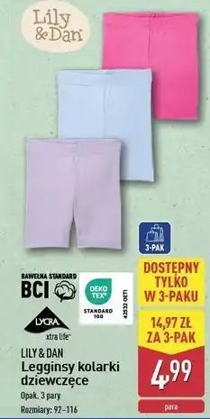 ALDI Legginsy kolarki dziewczęce Lily & Dan oferta