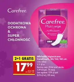 Biedronka Wkładki higieniczne cotton feel Carefree Flexi Comfort oferta