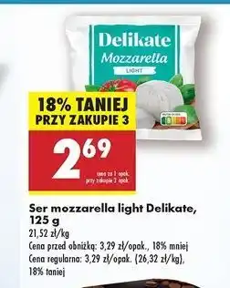 Biedronka Ser mozzarella light Delikate oferta