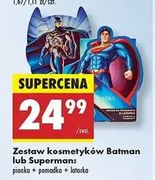 Biedronka Zestaw kosmetyków superman: pianka + pomadka latarka Aura oferta