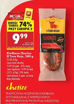 Biedronka Kiełbasa chorizo pikantna El toro rojo oferta