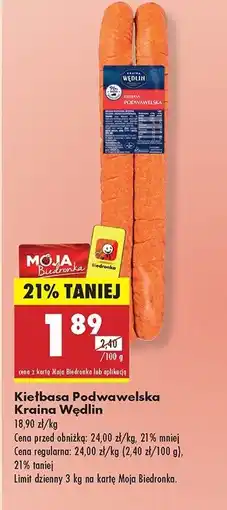 Biedronka Kiełbasa podwawelska Kraina wędlin oferta