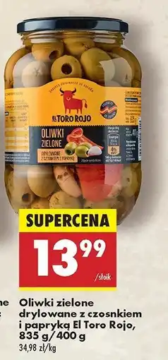 Biedronka Oliwki zielone z czosnkiem i papryką El toro rojo oferta