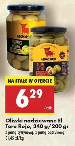 Biedronka Oliwki zielone nadziewane pastą paprykową El toro rojo oferta