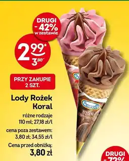 Żabka Lody Rożek Koral różne rodzaje 110ml oferta