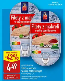 ALDI GOLDEN SEAFOOD Filety z makreli w sosie pomidorowym oferta