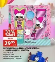Auchan Zestaw w pudełku lol: żel pod prysznic 250 ml + 2 x kula do kąpieli 50 g skarpety Bi-Es Zestawy oferta