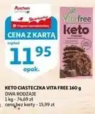 Auchan Ciastka z kremem czekoladowym bez cukru Vitafree oferta