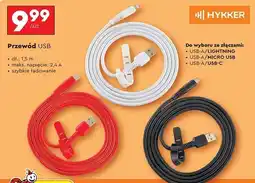 Biedronka Przewód usb silikonowy usb-a/usb-c 1.5 cm Hykker oferta
