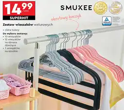 Biedronka Zestaw wieszaków welurowych Smukee oferta