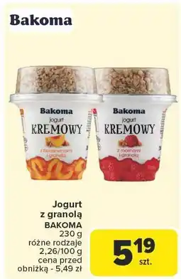 Carrefour Market Jogurt Bakoma kremowy z granolą z brzoskwiniami i granolą 230g oferta