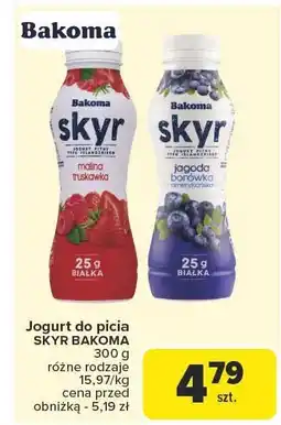 Carrefour Market Jogurt do picia SKYR BAKOMA malina truskawka 300g oferta