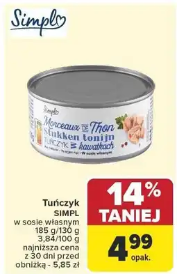 Carrefour Market Tuńczyk w sosie własnym 185g/130g Simpl oferta