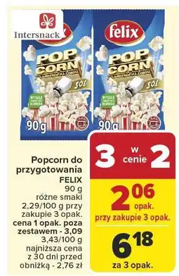 Carrefour Market Popcorn do przygotowania Felix 90g różne smaki oferta