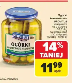 Carrefour Ogórki konserwowe Provitus oferta