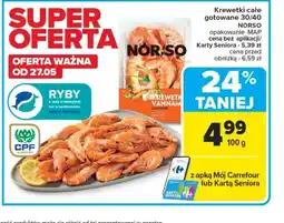 Carrefour Krewetki całe gotowane Norso oferta