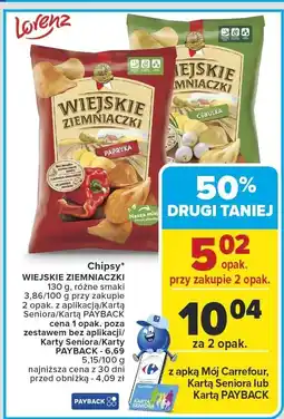 Carrefour Chipsy WIEJSKIE ZIEMNIACZKI różne smaki 130g oferta