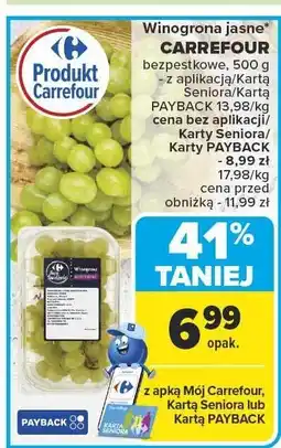 Carrefour Winogrona jasne bezpestkowe 500g Carrefour oferta