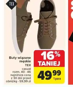 Carrefour Buty wiązane męskie TEX oferta