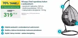 ERLI Wiszący fotel ogrodowy kokon z poduszkami oferta